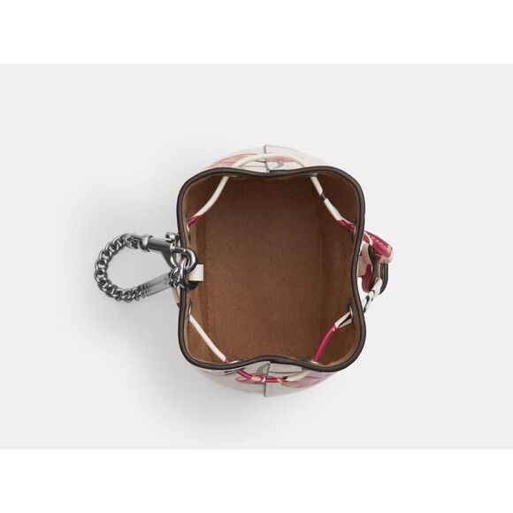 NWT COACH CZ030 Drawstring Wristlet With Cherry Print Chalk Multi - Picture 8 of 10